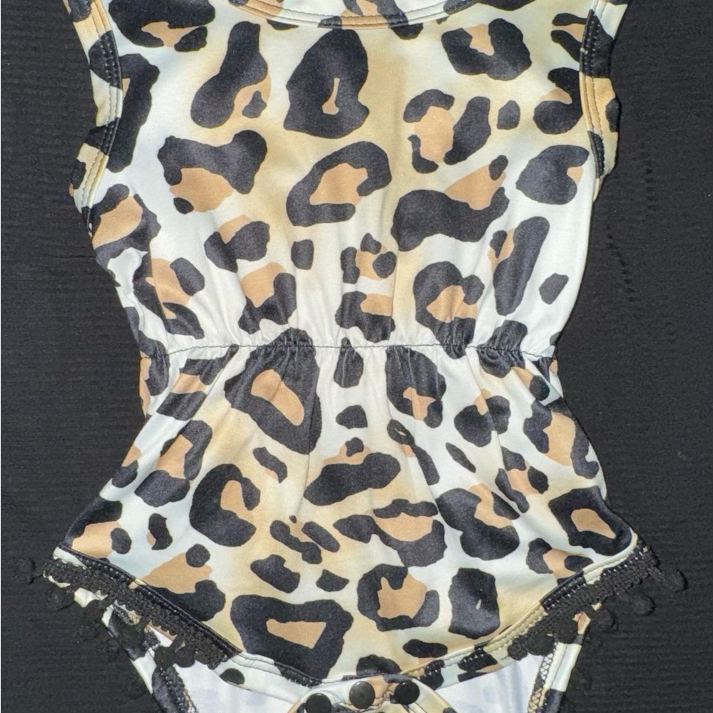 Black and Tan Animal Print Bodysuit with High Neckline